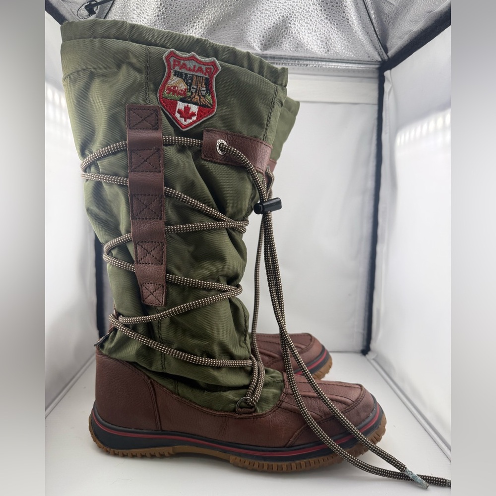 Green and Brown Lace-Up Boots